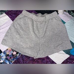 Women's Gray Athletic Lounge Shorts with Elastic Waist